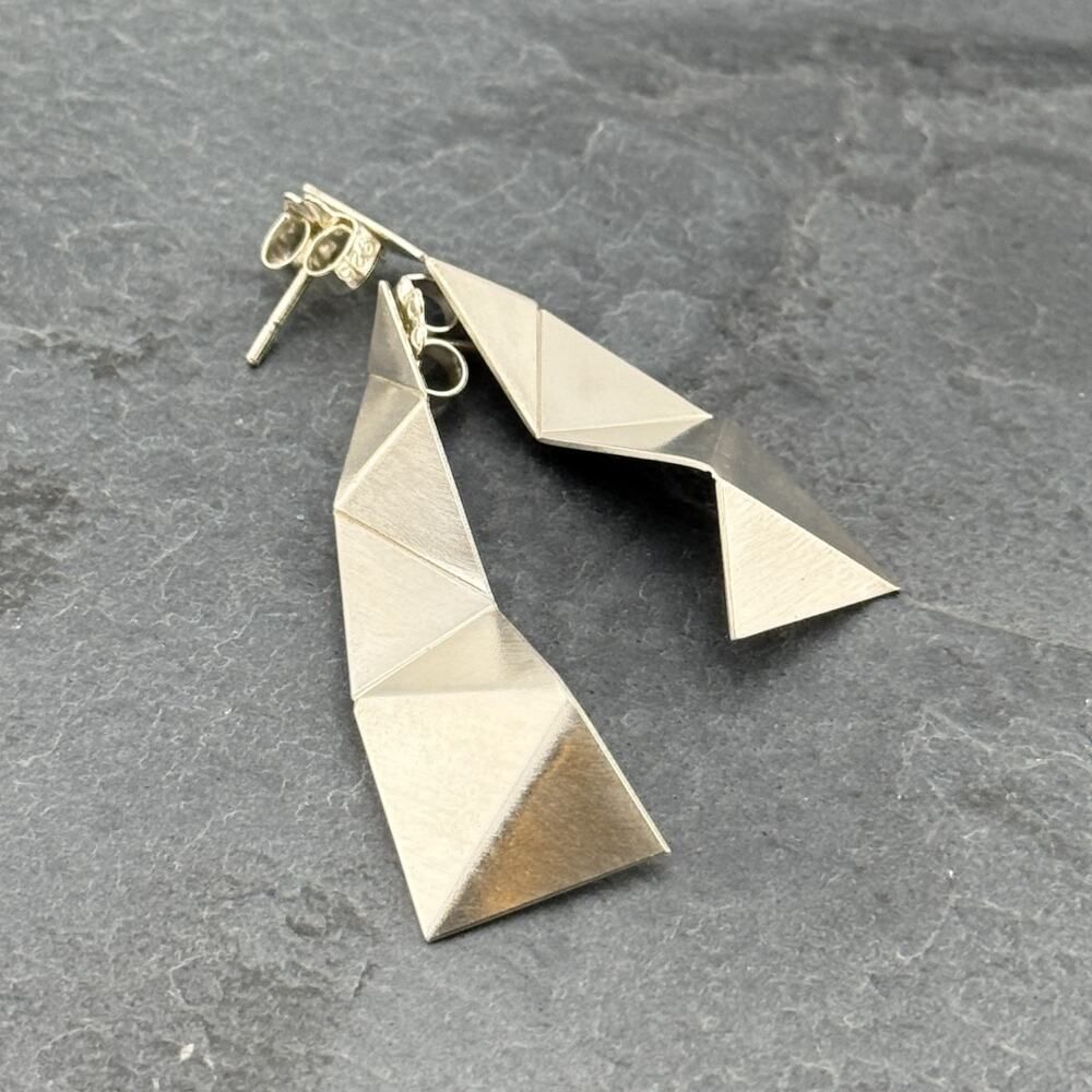 NEW, Sterling Silver Origami Earrings